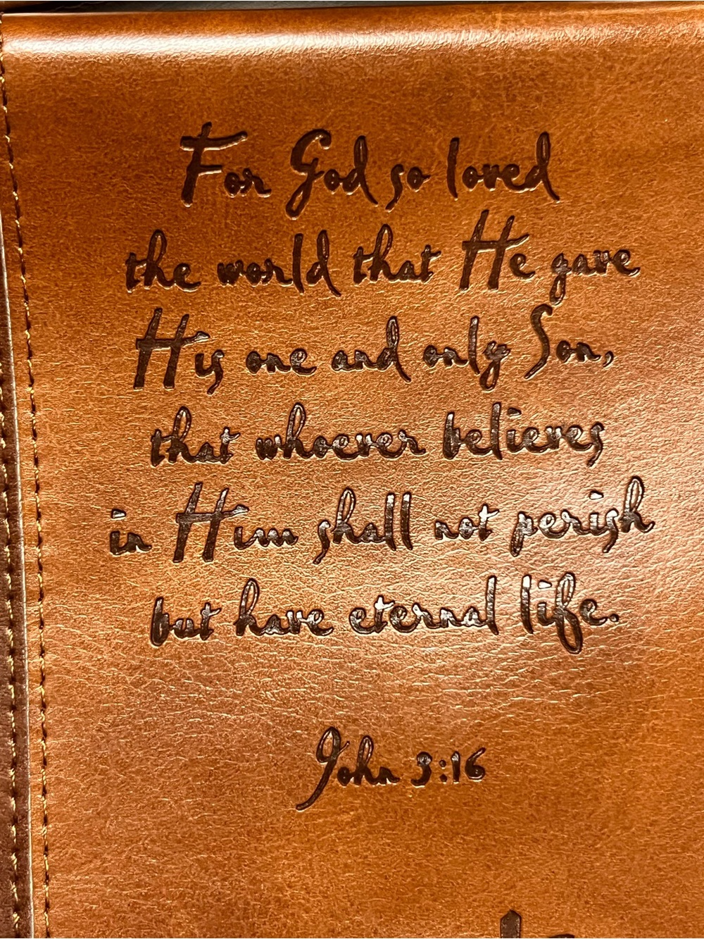 vegan leather Two-Tone Bible/Book Cover - John 3:16 (L - Picture 9 of 10